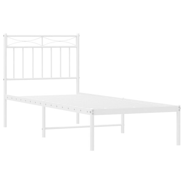 vidaXL Cadre de lit m&eacute;tal sans matelas avec t&ecirc;te de lit blanc 75x190cm