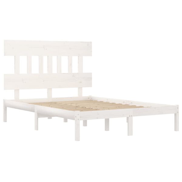 vidaXL Cadre de lit sans matelas blanc 140x190 cm bois massif
