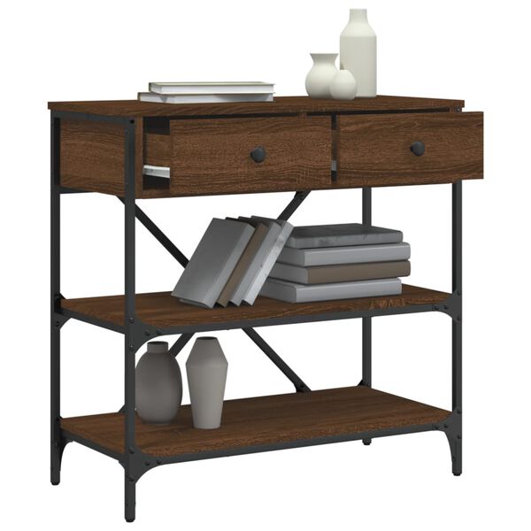 vidaXL Table console ch&ecirc;ne marron 75x34,5x75 cm bois d'ing&eacute;nierie