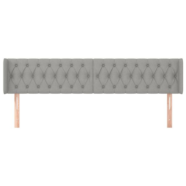 vidaXL T&ecirc;te de lit avec oreilles Gris clair 183x16x78/88 cm Tissu
