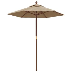 vidaXL Parasol de jardin avec m&acirc;t en bois taupe 196x231 cm