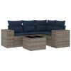 vidaXL Ensemble de canap&eacute; de jardin 5 pcs avec coussins gris r&eacute;sine tress&eacute;e