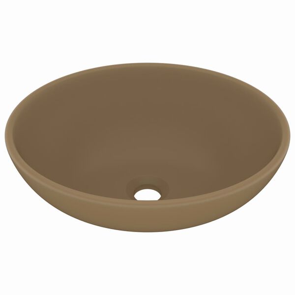 vidaXL Lavabo ovale de luxe Cr&egrave;me mat 40x33 cm C&eacute;ramique