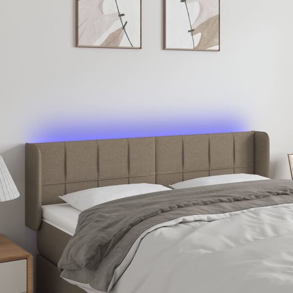 vidaXL T&ecirc;te de lit &agrave; LED Taupe 147x16x78/88 cm Tissu