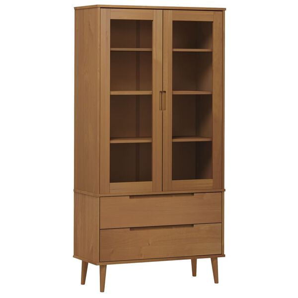 vidaXL Armoire &agrave; vitrine MOLDE Marron 90x35x175 cm Bois de pin massif