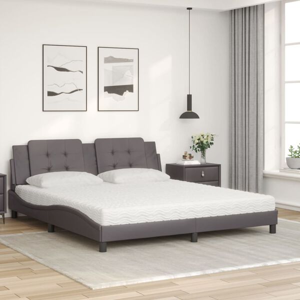 vidaXL Lit avec matelas Zadar gris 180x200 cm similicuir
