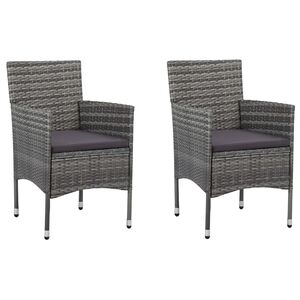 vidaXL Chaises &agrave; manger de jardin lot de 2 R&eacute;sine tress&eacute;e Gris