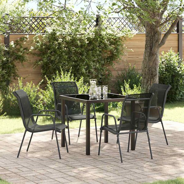 vidaXL Ensemble de salle &agrave; manger pour jardin 5 pcs Noir