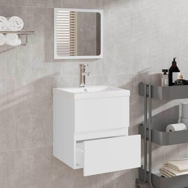 vidaXL Armoire de salle de bain avec miroir blanc bois d'ingénierie