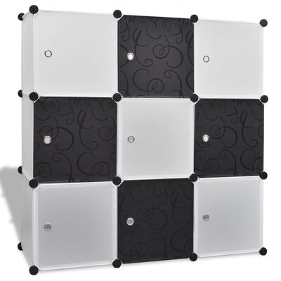 Étagère noir et blanc à 9 compartiments cubiques 110 x 37 x 110 cm
