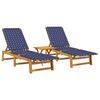 vidaXL Chaises longues lot de 2 et table bleu fonc&eacute; bois massif acacia