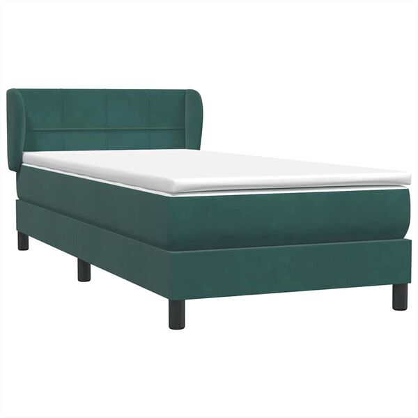 vidaXL Sommier &agrave; lattes de lit et matelas vert fonc&eacute; 90x210 cm velours