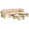 vidaXL Salon palette de jardin 4 pcs avec coussins sable bois