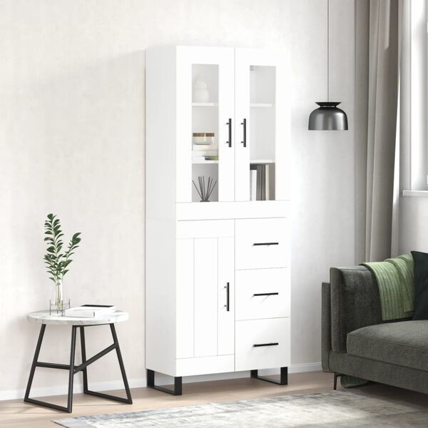 vidaXL Buffet haut Blanc 69,5x34x180 cm Bois d'ingénierie