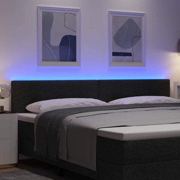 vidaXL T&ecirc;te de lit LED avec des lumi&egrave;res &agrave; LED Noir 200 cm Polyester