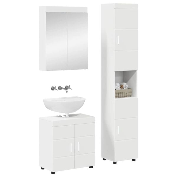 vidaXL Ensemble de mobilier de salle de bain avec &eacute;tag&egrave;re TULUM Blanc