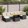 vidaXL Salon de jardin avec coussins 8 pcs noir résine tressée acacia
