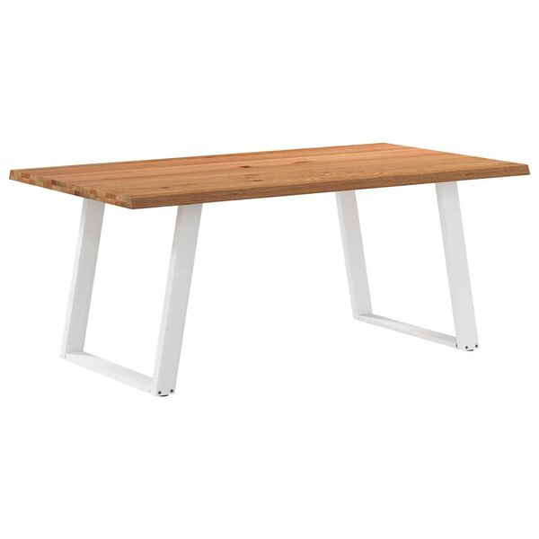 vidaXL Table à manger avec bord naturel 180x100x74 cm bois de chêne massif