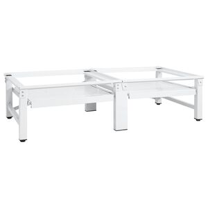 vidaXL Socle de lave-linge et s&egrave;che-linge et &eacute;tag&egrave;re coulissante Blanc