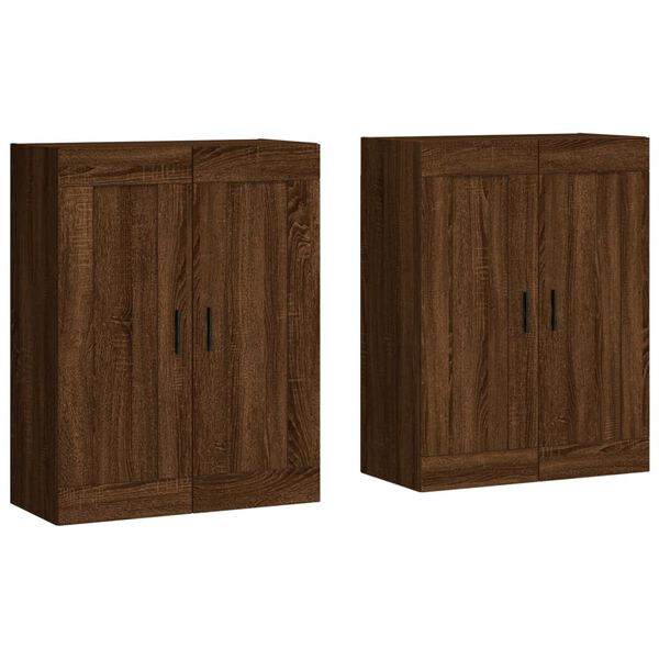 vidaXL Armoires murales 2 pcs ch&ecirc;ne marron bois d'ing&eacute;nierie