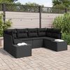 vidaXL Ensemble de canap&eacute; de jardin avec coussin 6 pcs Noir polyrotin
