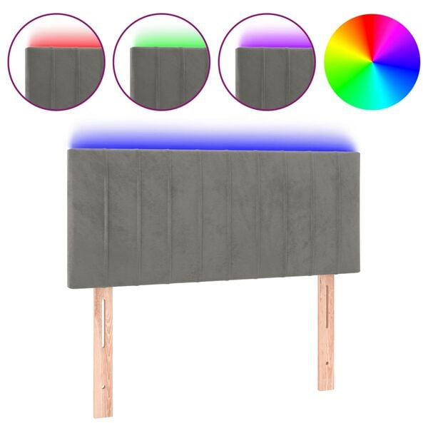 vidaXL T&ecirc;te de lit &agrave; LED Gris clair 100x5x78/88 cm Velours