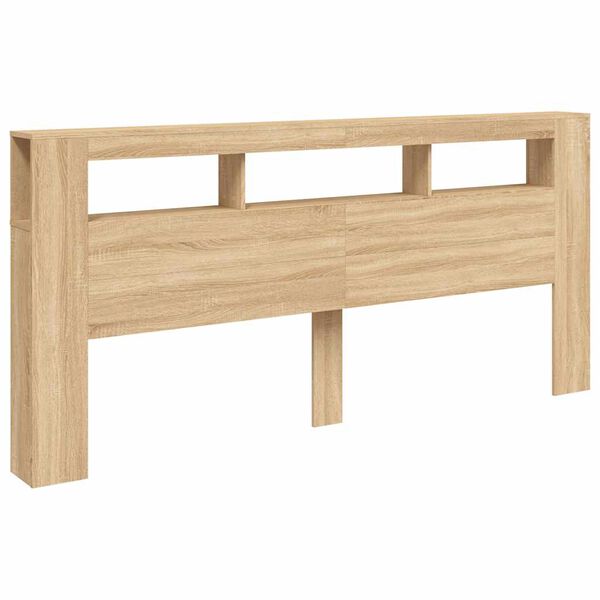 vidaXL T&ecirc;te de lit &agrave; LED ch&ecirc;ne sonoma 220x18,5x103,5cm bois ing&eacute;nierie