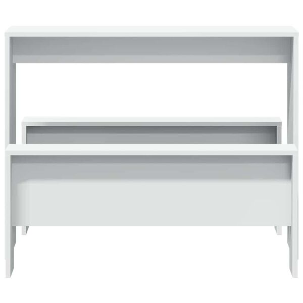 vidaXL Ensemble table &agrave; manger et bancs 3pcs blanc bois d'ing&eacute;nierie