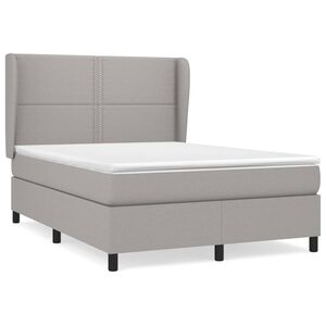 vidaXL Sommier &agrave; lattes de lit avec matelas Gris clair 140x200cm Tissu