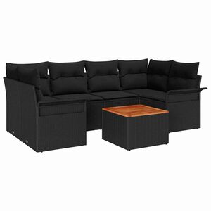 vidaXL Ensemble de canap&eacute; de jardin 7 pc Noir polyrotin