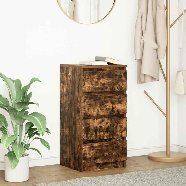 vidaXL Buffet ch&ecirc;ne fum&eacute; 37,5x35x76 cm bois d'ing&eacute;nierie