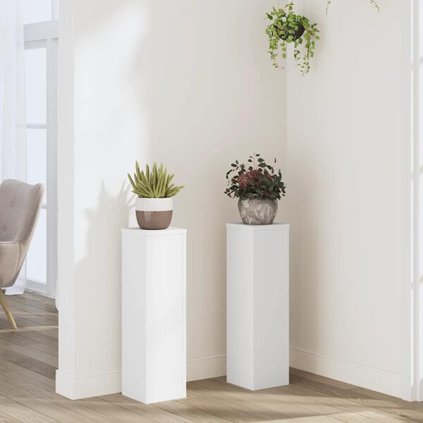 vidaXL Supports pour plantes 2 pcs blanc 17x17x60 cm bois d'ing&eacute;nierie