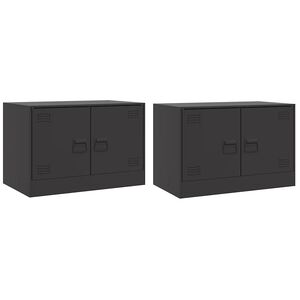 vidaXL Meubles TV 2 pcs noir 67x39x44 cm acier