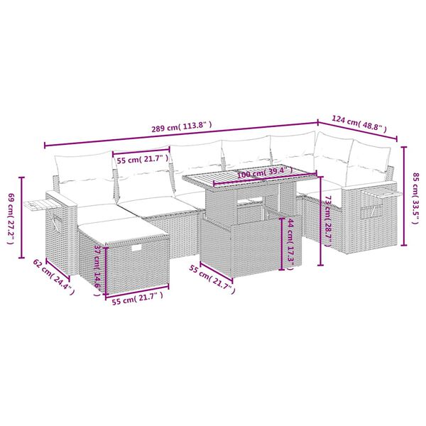 vidaXL Salon de jardin 8 pcs avec coussins noir r&eacute;sine tress&eacute;e