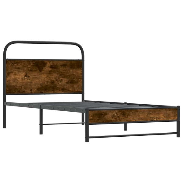 vidaXL Cadre de lit sans matelas 100x190 cm ch&ecirc;ne fum&eacute; bois ing&eacute;nierie