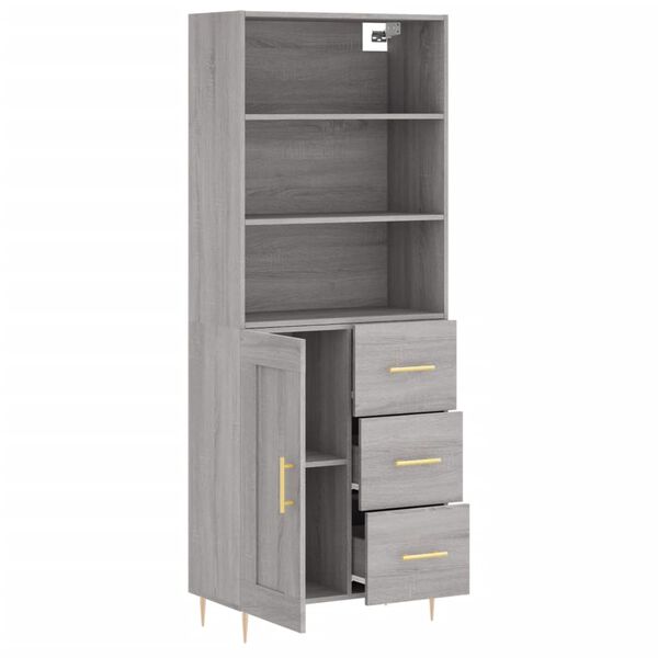 vidaXL Buffet haut Sonoma gris 69,5x34x180 cm Bois d'ing&eacute;nierie