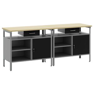 vidaXL Ensemble d'&eacute;tabli 2 pc Noir et gris Acier enduit de poudre