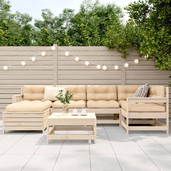 vidaXL Salon de jardin 7 pcs bois de pin massif