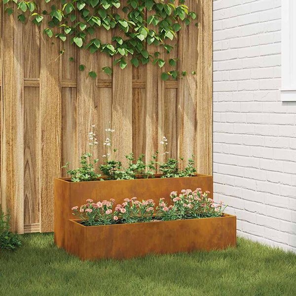 vidaXL Cache-pot de jardin Rouill&eacute; 100 x 60 x 45 cm
