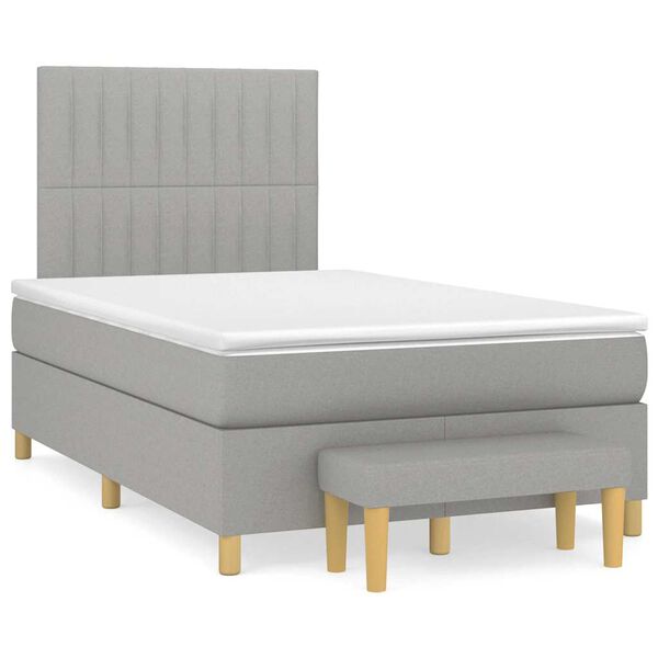 vidaXL Sommier &agrave; lattes de lit et matelas gris clair 120x190 cm tissu