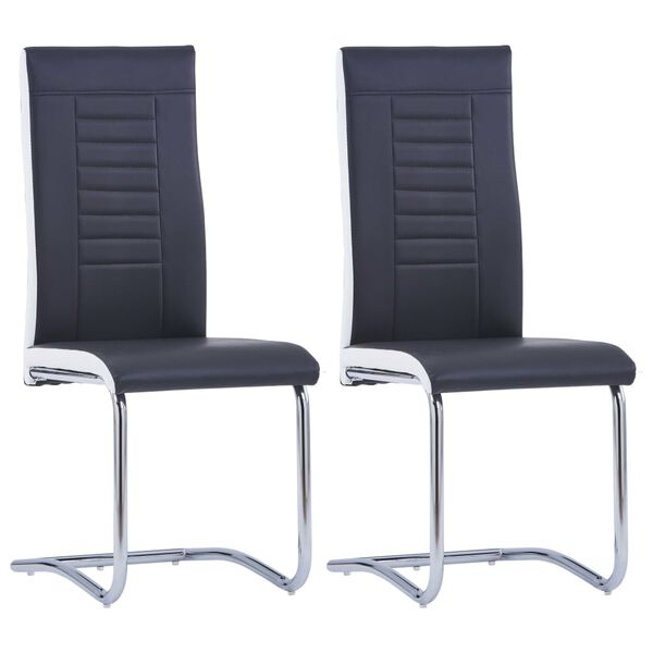 vidaXL Chaises &agrave; manger cantilever lot de 2 noir similicuir