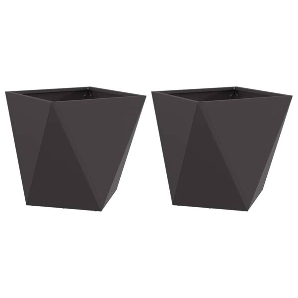 vidaXL Jardini&egrave;re 2 pcs Noir 50 x 50 x 50 cm Acier