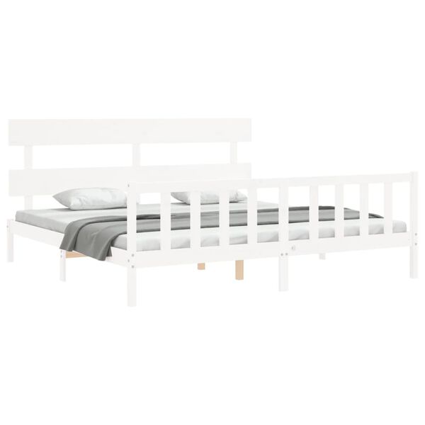 vidaXL Cadre de lit sans matelas blanc 200x200 cm bois massif de pin