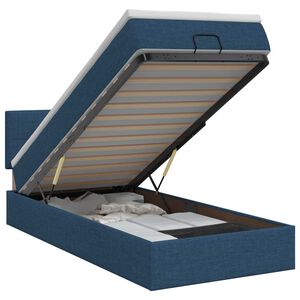 vidaXL Lit ottoman avec matelas Bleu 90 x 200 cm Tissu