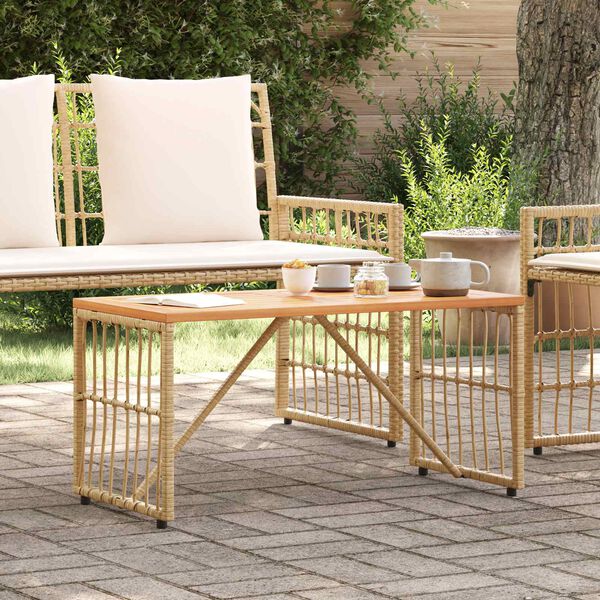 vidaXL Table de jardin Naturel 80 x 40 x 40 cm Acier et Rattan Poly