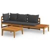 vidaXL Salon de jardin 3 pcs avec coussins gris fonc&eacute; Bois d'acacia