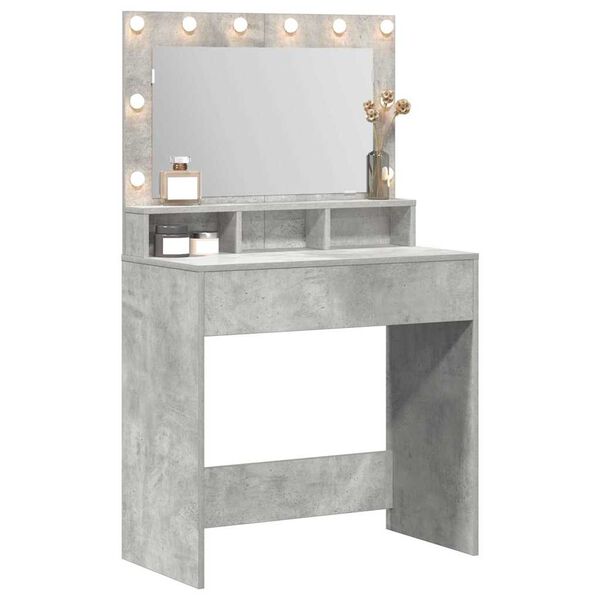 vidaXL Table de Toilette avec &eacute;tag&egrave;re Gris b&eacute;ton 75,5 x 41 x 135 cm
