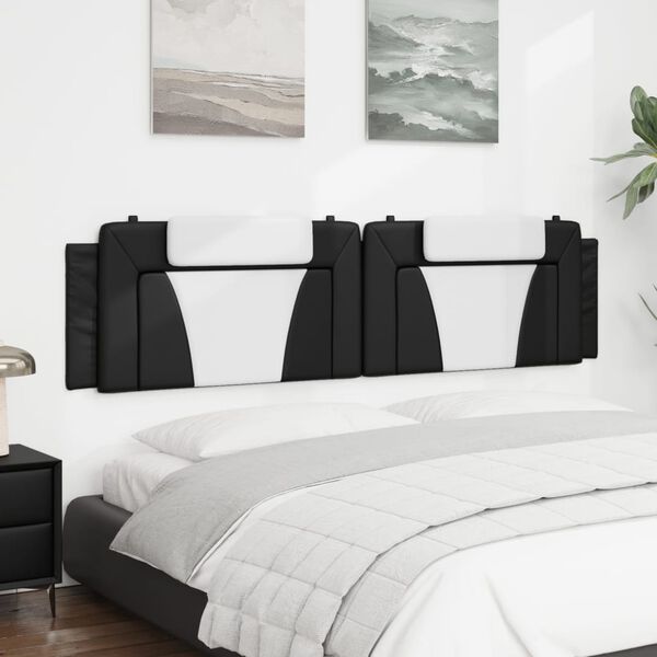 vidaXL Coussin de t&ecirc;te de lit Viana noir et blanc 200 cm similicuir