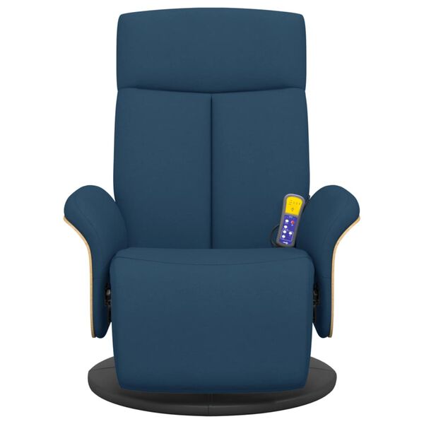 vidaXL Fauteuil inclinable de massage avec repose-pieds bleu tissu
