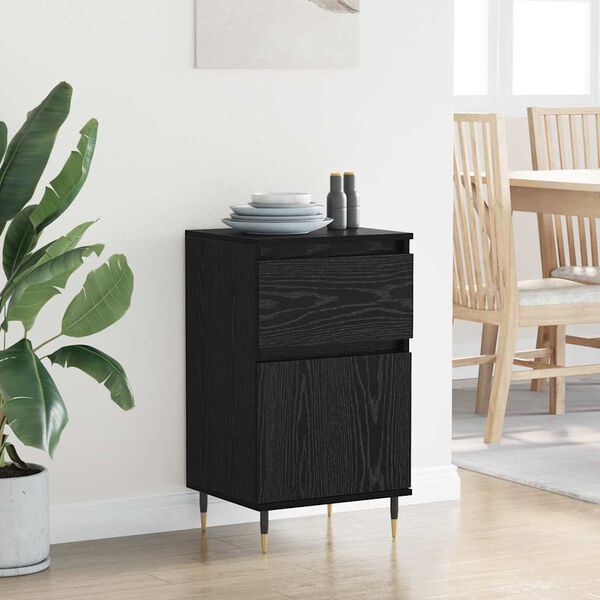 vidaXL Buffet Ch&ecirc;ne noir 40 x 35 x 70 cm Bois d'ing&eacute;nierie et fer